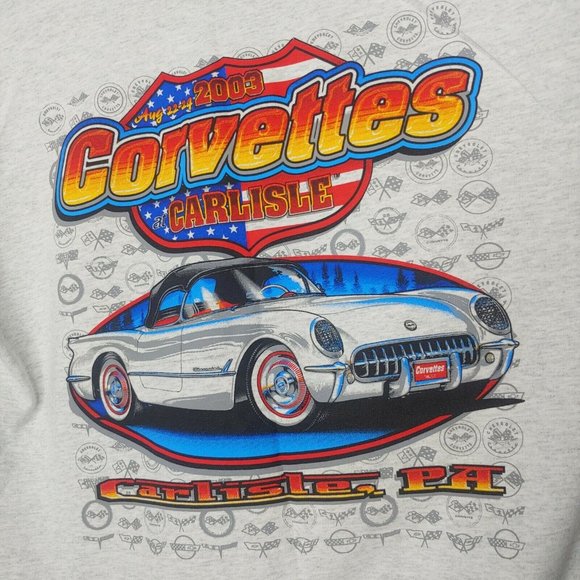 Carlisle PA Corvettes Men Large T Shirt Gray Automobile Rally 8/2003 New No Tags - Picture 4 of 6